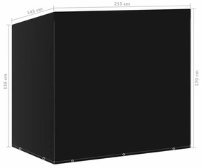 hintapadtakaró ponyva 10 fűzőlyukkal/2 cipzárral 255x145x170 cm