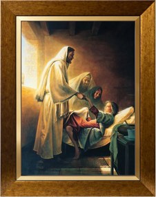 Jézus Az Élet Adományozója Szakrális Vászonkép Arany Díszített Keretben 30X40