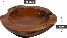 Kézzel készített tikfa tál Ø50 cm  dekoratív barna