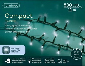 Karácsonyfa fényfüzér 500 led 11m kültéri karácsonyfára Hideg fehér beltéri