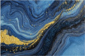 Kép - Kék-arany absztrakció (90x60 cm)
