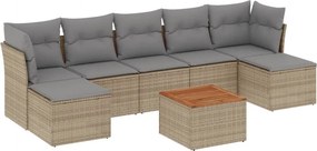 vidaXL 8 részes vegyes bézs polyrattan kerti ülőgarnitúra párnákkal