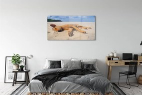 Üvegképek Fekvő kutya strand 120x60cm