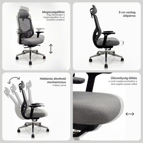 Ergonomikus hálós irodai szék sötétszürke AXIS