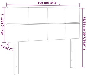 sötétkék bársony LED-es fejtámla 100x5x78/88 cm