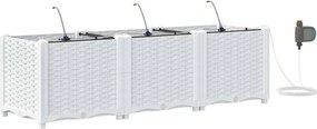 vidaXL Kerti cserép 3 pcs Fehér Acél