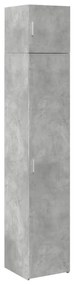 betonszürke szerelt fa vékony tárolószekrény 40 x 42,5 x 225 cm