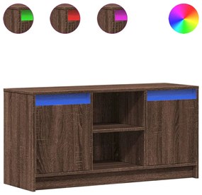 barna tölgy színű szerelt fa LED-es TV-szekrény 100x34x50 cm