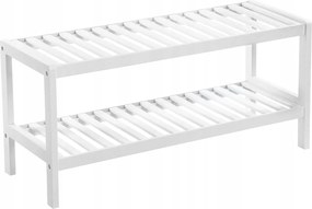 Cipősszekrény bambusz fehér 70 cm kétszintes