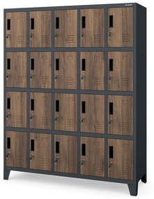 Rekeszes szekrény ROBERT, 1360 x 1720 x 450 mm, Eco Design: antracit/ diófa színben