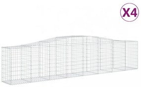 vidaXL 4 db íves horganyzott vas gabion kosár 400x50x80/100 cm