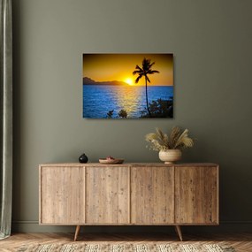 Kép - Naplemente a tenger felett (üvegen) (70x50 cm)