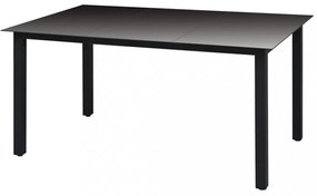 fekete alumínium és üveg kerti asztal 150 x 90 x 74 cm