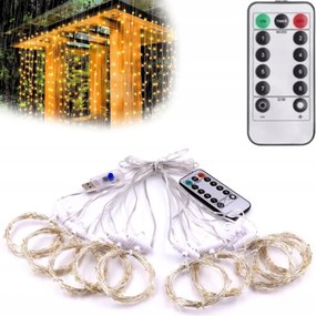 Girland Fényfüzér 3x3m Vízesés Hatás Usb távirányítóval 8 üzemmód