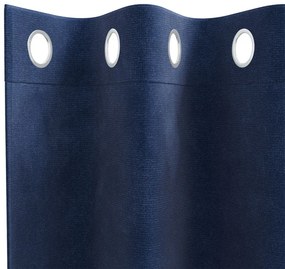 Fekete Sötétítő Függönyök Fém Gyűrűvel 2 db Sötétkék Bársony