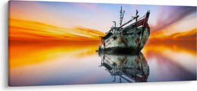 Kép - Napkelte egy hajóroncs felett (120x50 cm)