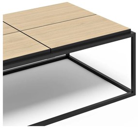 Fekete-natúr színű dohányzóasztal tölgyfa dekoros asztallappal 75x120 cm Douro – TemaHome