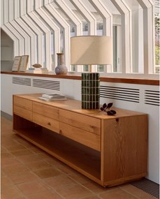 Zöld-krémszínű asztali lámpa textil búrával (magasság 61,5 cm) Rue – Kave Home