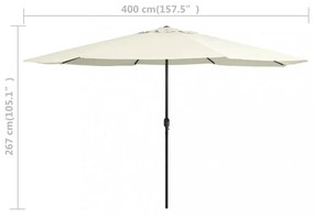 homokszínű kültéri napernyő fémrúddal 390 cm