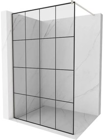 Mexen Kioto, Walk-In zuhany paraván 160 x 200 cm, 8 mm átlátszó üveg fekete mintás, csiszolt acél profil, 800-160-101-97-77