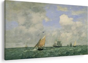 Kép - Eugène Boudin, Ships and Sailing Boats Leaving Le Havre, reprodukciók (90x60 cm)
