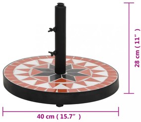 terrakotta és fehér kerek napernyő talp 12 kg