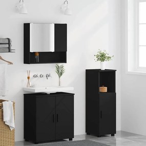 Fürdőszoba bútor szett 3 pcs Fekete 61 x 35 x 64 cm Faanyag