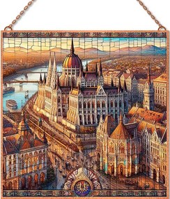 Budapesti montázs üvegkép, falikép