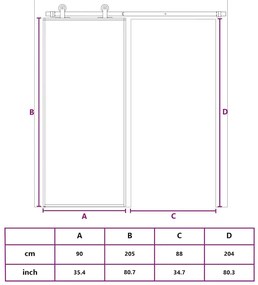 fehér matt ESG üveg és alumínium tolóajtó 90x205 cm