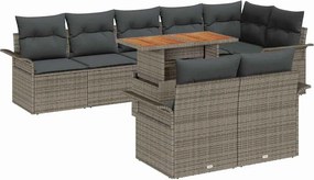 vidaXL Kerti Kanapé Szett párnával 9 pcs Szürke polirattan