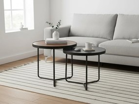 Kisasztalok PENELOPE készlet 2 db Ø 50 cm, barna/fekete