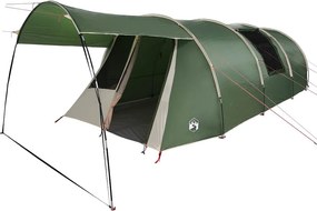 vidaXL Alagútsátor 4 fős tetővel Zöld és Fehér 740 x 370 x 220 cm