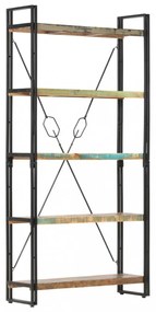 5 szintes tömör újrahasznosított fa könyvespolc 90x30x180 cm