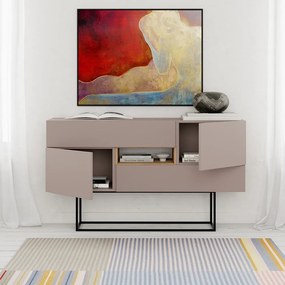 Szürke-bézs alacsony komód 145x82 cm Titan – Marckeric