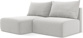 Világosszürke bársony kinyitható-tárolóhelyes sarokkanapé (bal oldali-heverő résszel) Kalena – Makamii