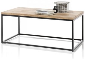 SAKURA dohányzó asztal Olajozott tömör tölgy - fekete fém keret - 110x60cm