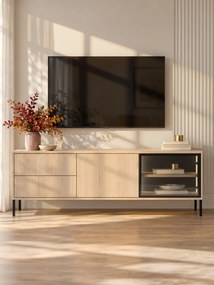 Harmona TV-szekrény 160 cm fiókokkal és világítással - lindberg tölgy