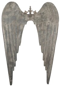 Antikolt szürke angyalszárny koronás fali dekoráció 46x4x65 cm
