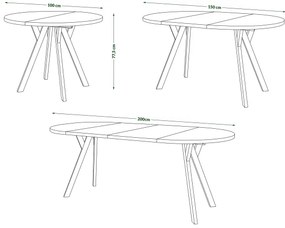 Bővíthető étkezőasztal ARTUR artisan tölgy/fekete