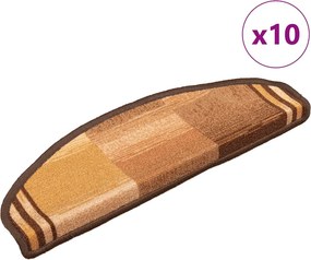 vidaXL 10 db barna öntapadó lépcsőszőnyeg 65x21x4 cm