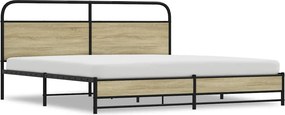 vidaXL sonoma tölgy színű fém ágykeret matrac nélkül 200 x 200 cm