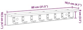 Fali Kabáthorog Musta tammi 80 x 10.5 x 10.5 cm Faanyag
