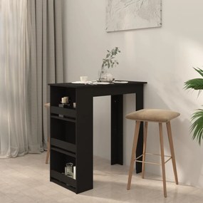 Fekete szerelt fa bárasztal tárolórekesszel 102 x 50 x 103,5 cm