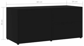 fekete szerelt fa TV-szekrény 80 x 34 x 36 cm