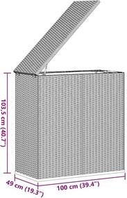 Barna Polyrattan Kerti Párnatartó Doboz 100 X 49 X 103,5 Cm