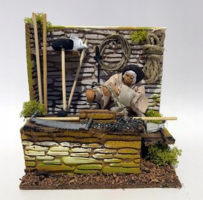 Mozgatható Karácsonyi Betlehem Figura.- Asztalos munka közben, 7-8cm magas figurákhoz