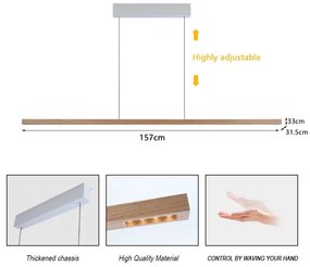 Immax NEO 07310L-LED dimmelhető kábeles csillár érzékelővel MADEIRA 37W/230V 157 cm kőris