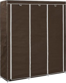 vidaXL barna szövet ruhaszekrény rekeszekkel és rudakkal 150x45x175cm