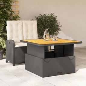2 részes fekete polyrattan kerti étkezőgarnitúra párnával