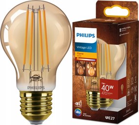 Led izzó Philips E27 A60 7W 40W 1800K Filament Vintage Amber Dekoratív